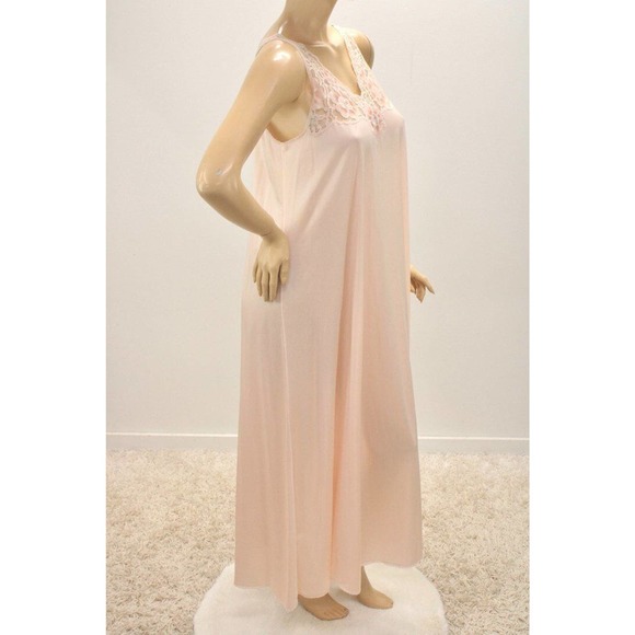 Vintage Nightgown Womens Small Light Pink Lace V Neck Long Maxi Lingerie - Picture 5 of 11